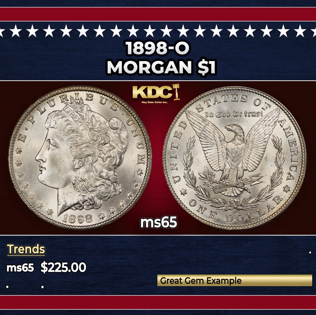 1898-o Morgan Dollar $1 Grades ms65: 1898-o Morgan Dollar $1 Grades ms65.
