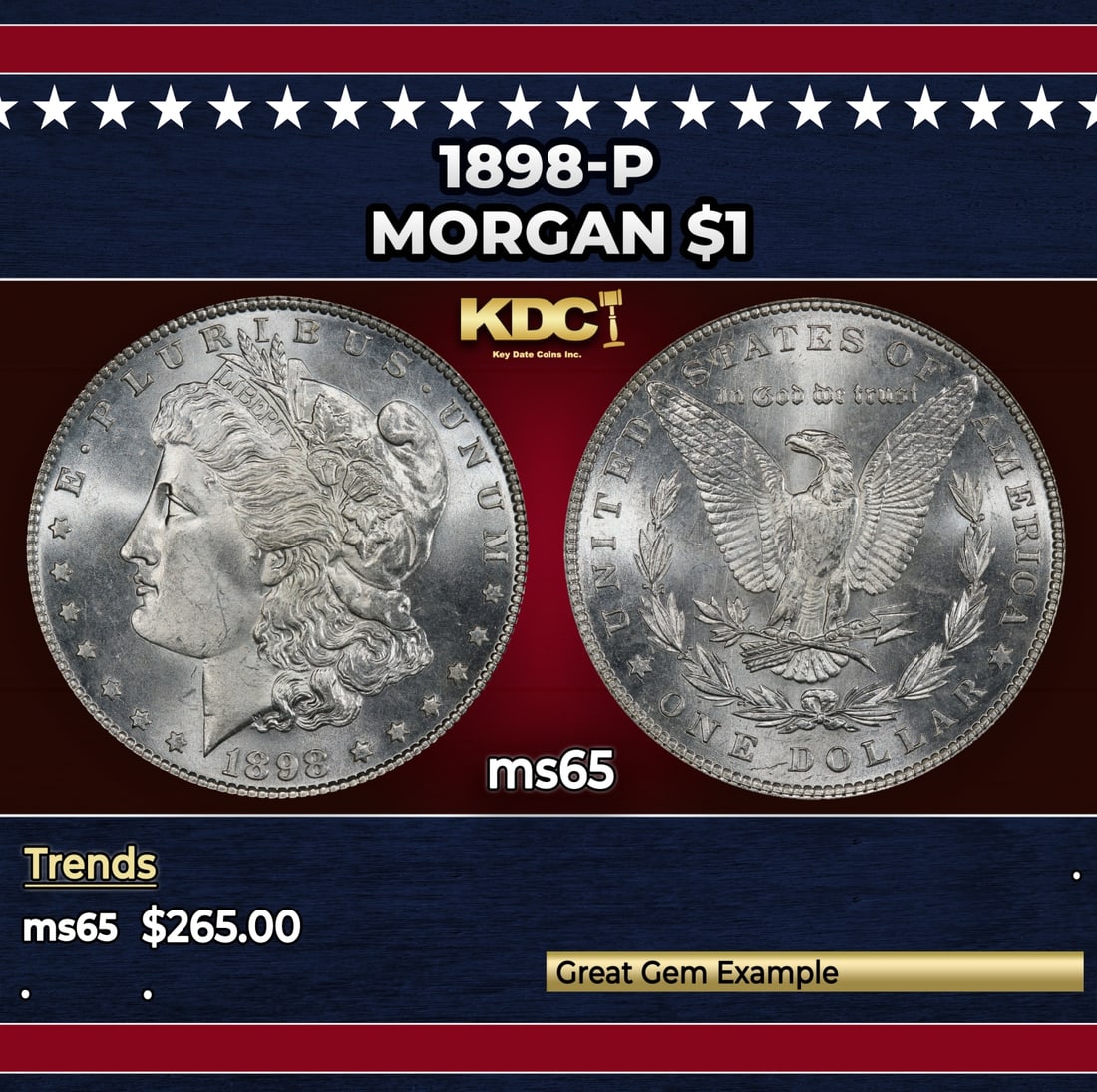 1898-p Morgan Dollar $1 Grades ms65: 1898-p Morgan Dollar $1 Grades ms65.