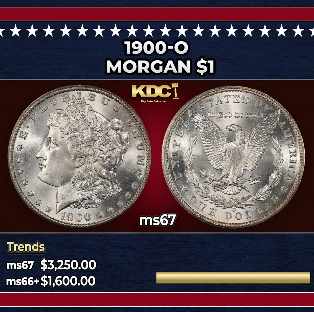 1900-o Morgan Dollar $1 ms67 SEGS: 1900-o Morgan Dollar $1 ms67 SEGS.