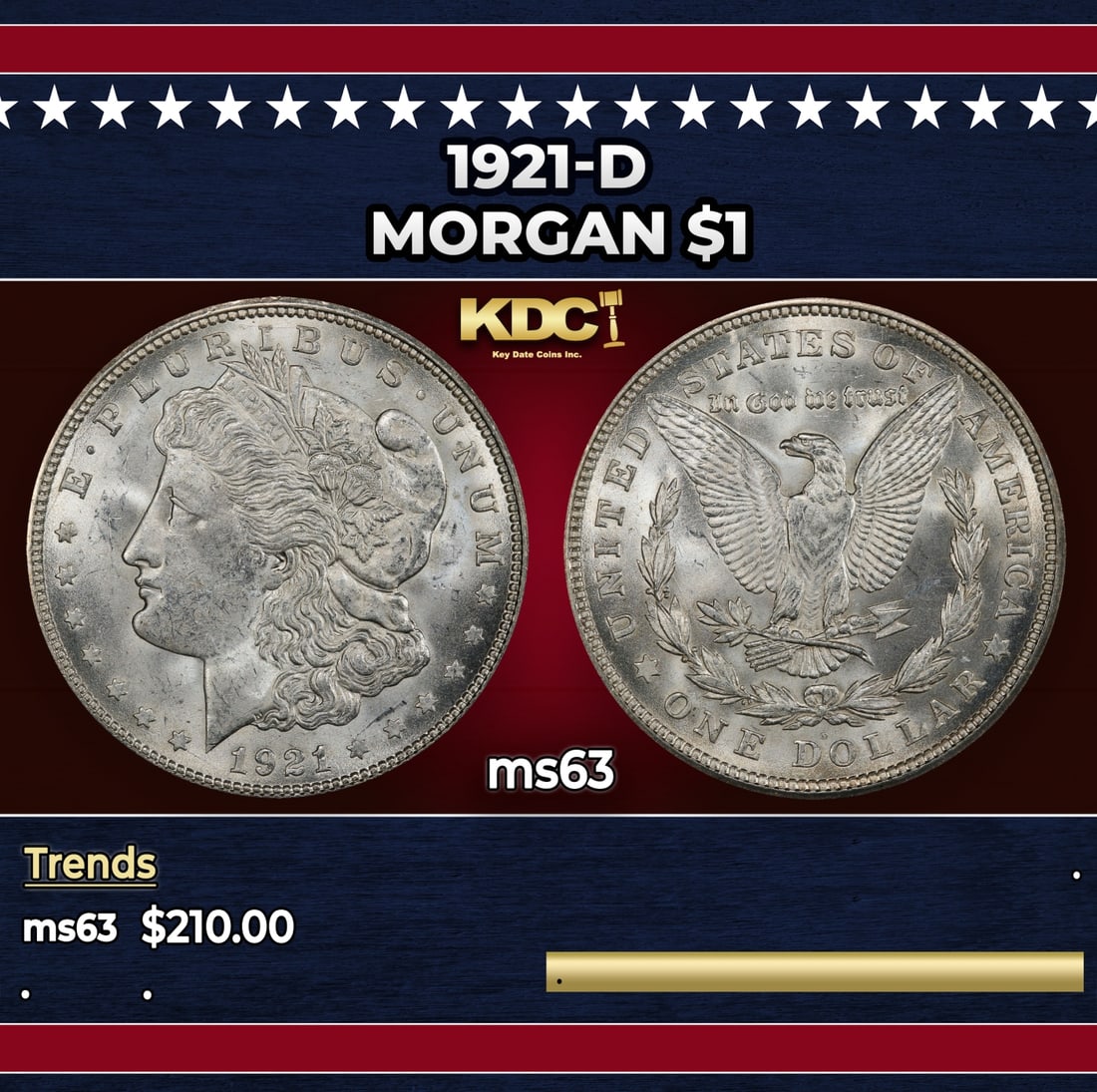 1921-d Morgan Dollar $1 Grades ms63: 1921-d Morgan Dollar $1 Grades ms63.