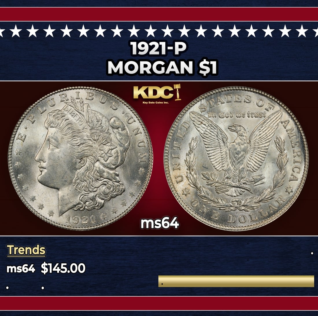 1921-p Morgan Dollar $1 Grades ms64: 1921-p Morgan Dollar $1 Grades ms64.