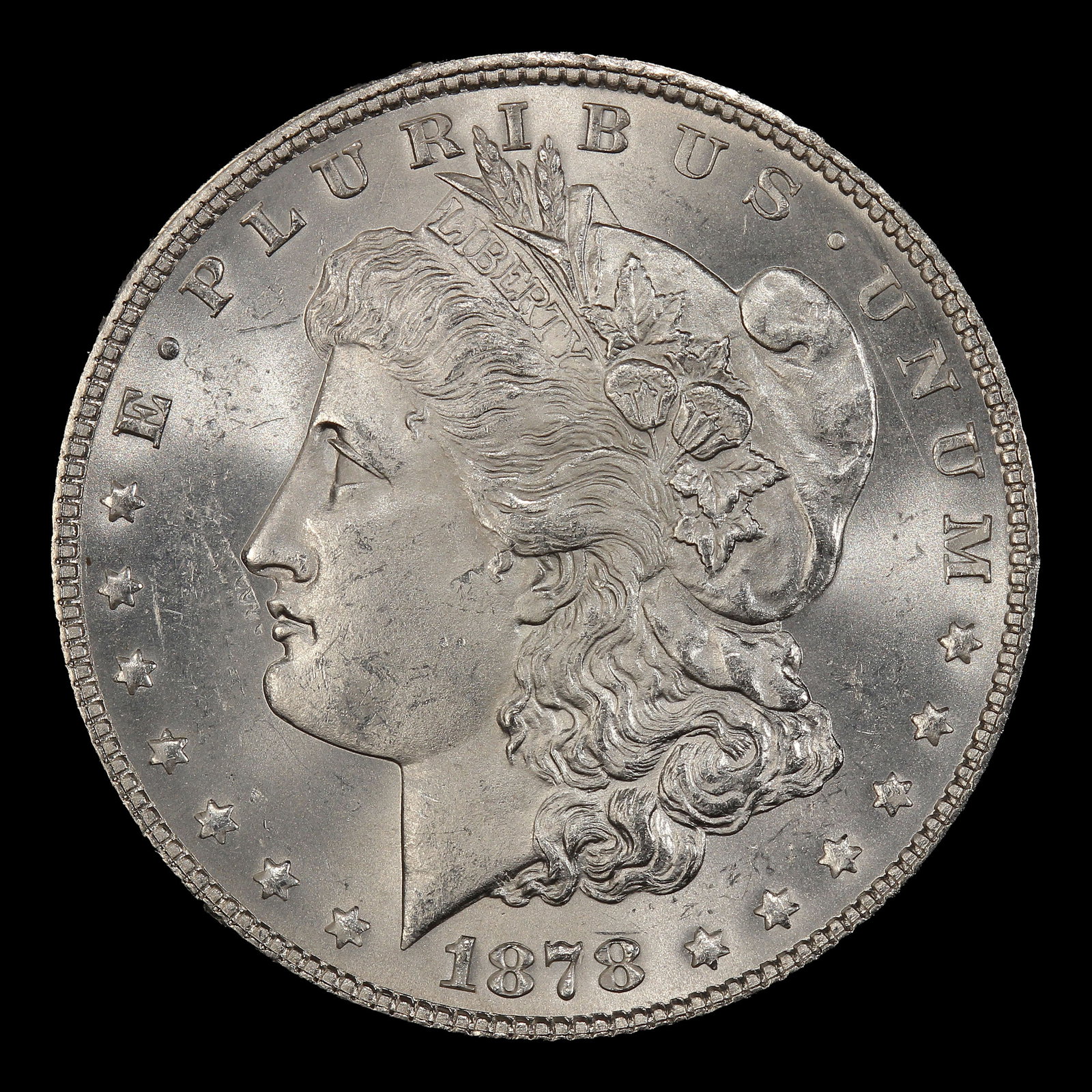 1878-p 7tf Morgan Dollar $1 Grades ms64+ - 2