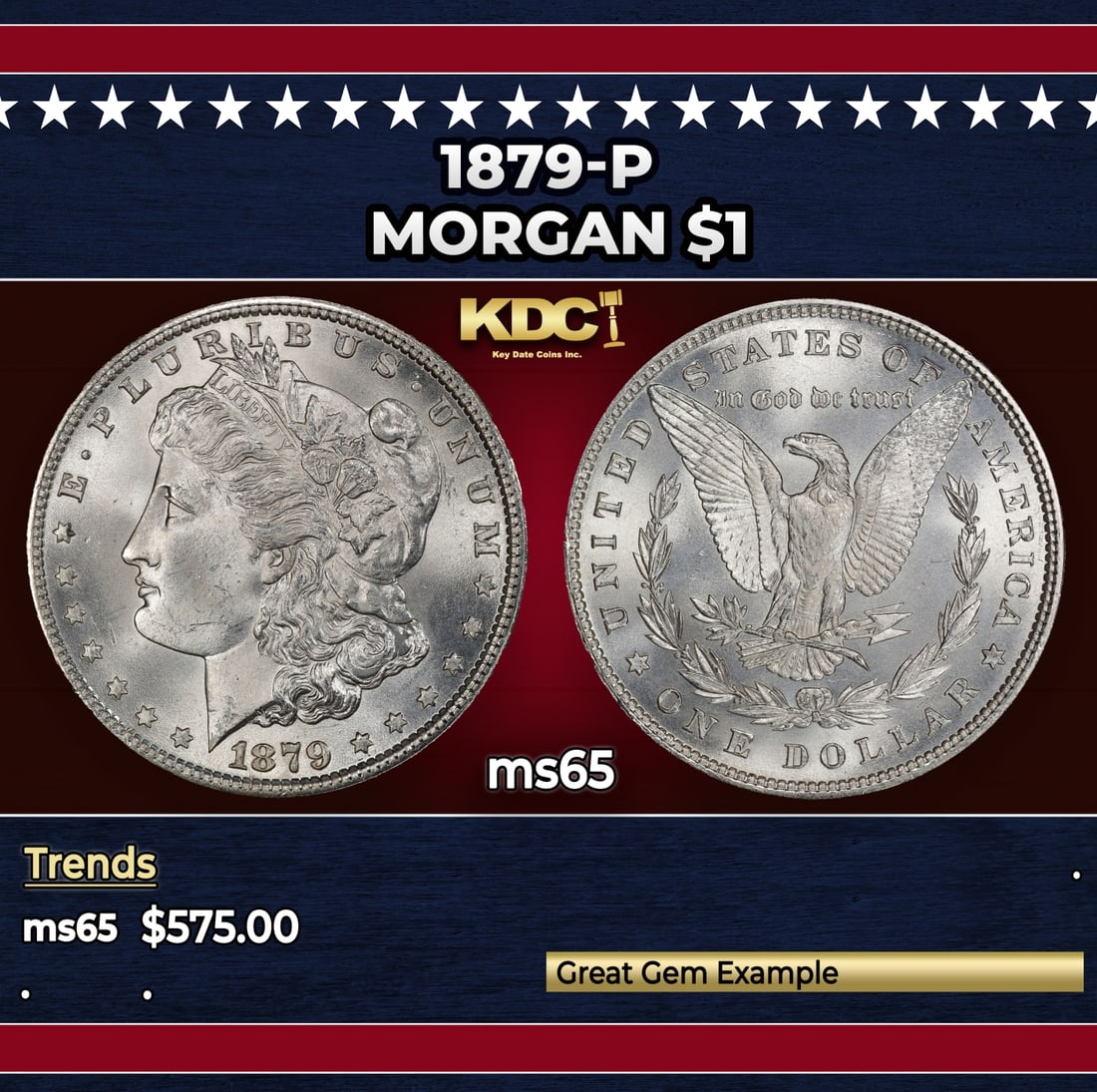 1879-p Morgan Dollar $1 Grades ms65: 1879-p Morgan Dollar $1 Grades ms65.