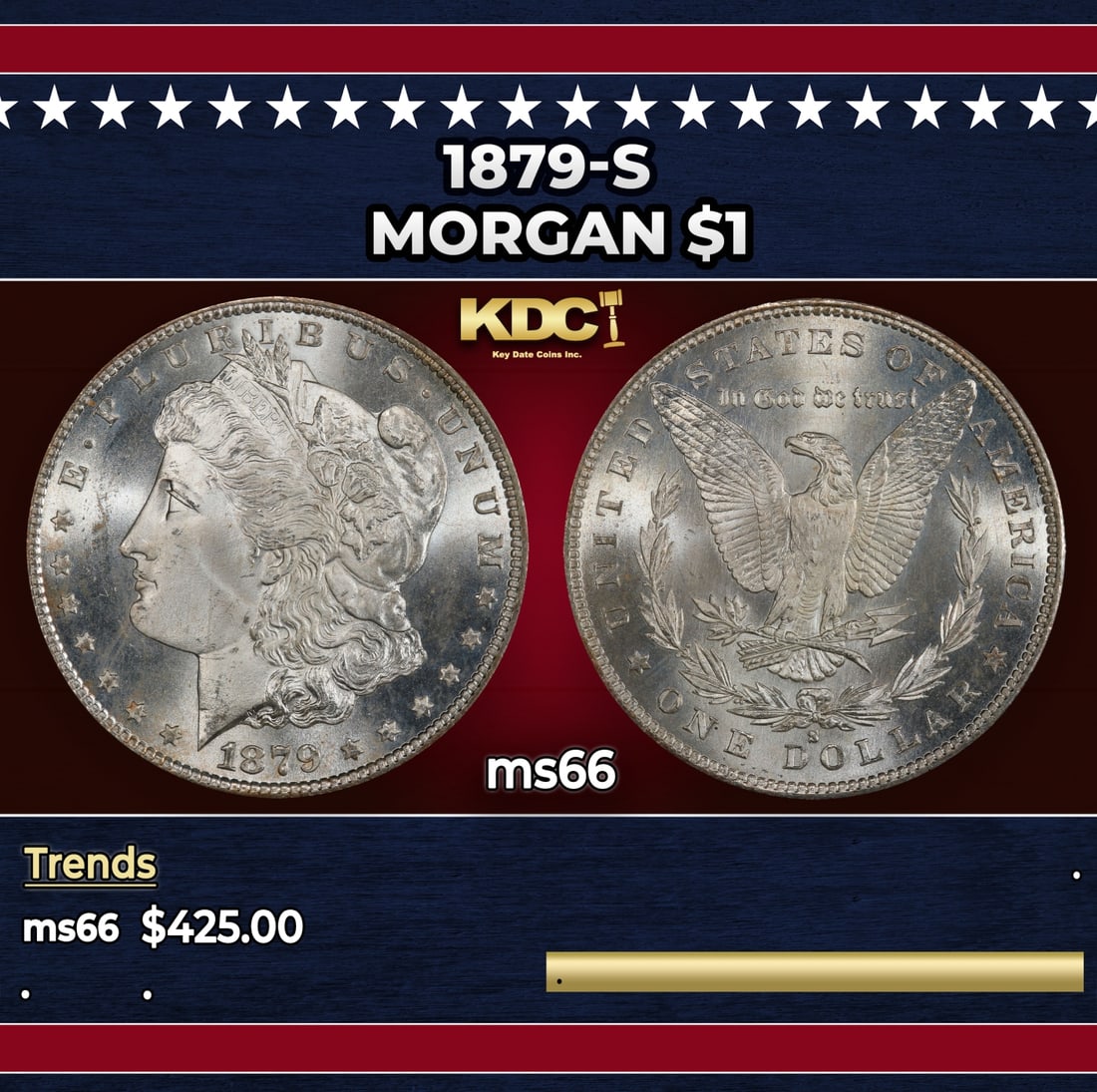 1879-s Morgan Dollar $1 Grades ms66: 1879-s Morgan Dollar $1 Grades ms66.