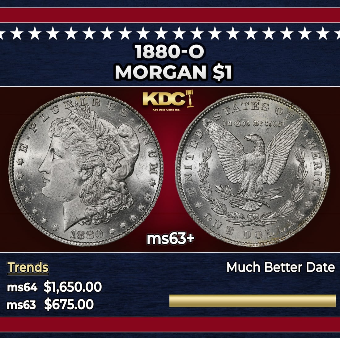1880-o Morgan Dollar $1 ms63+ SEGS: 1880-o Morgan Dollar $1 ms63+ SEGS. A Key Date's Pick