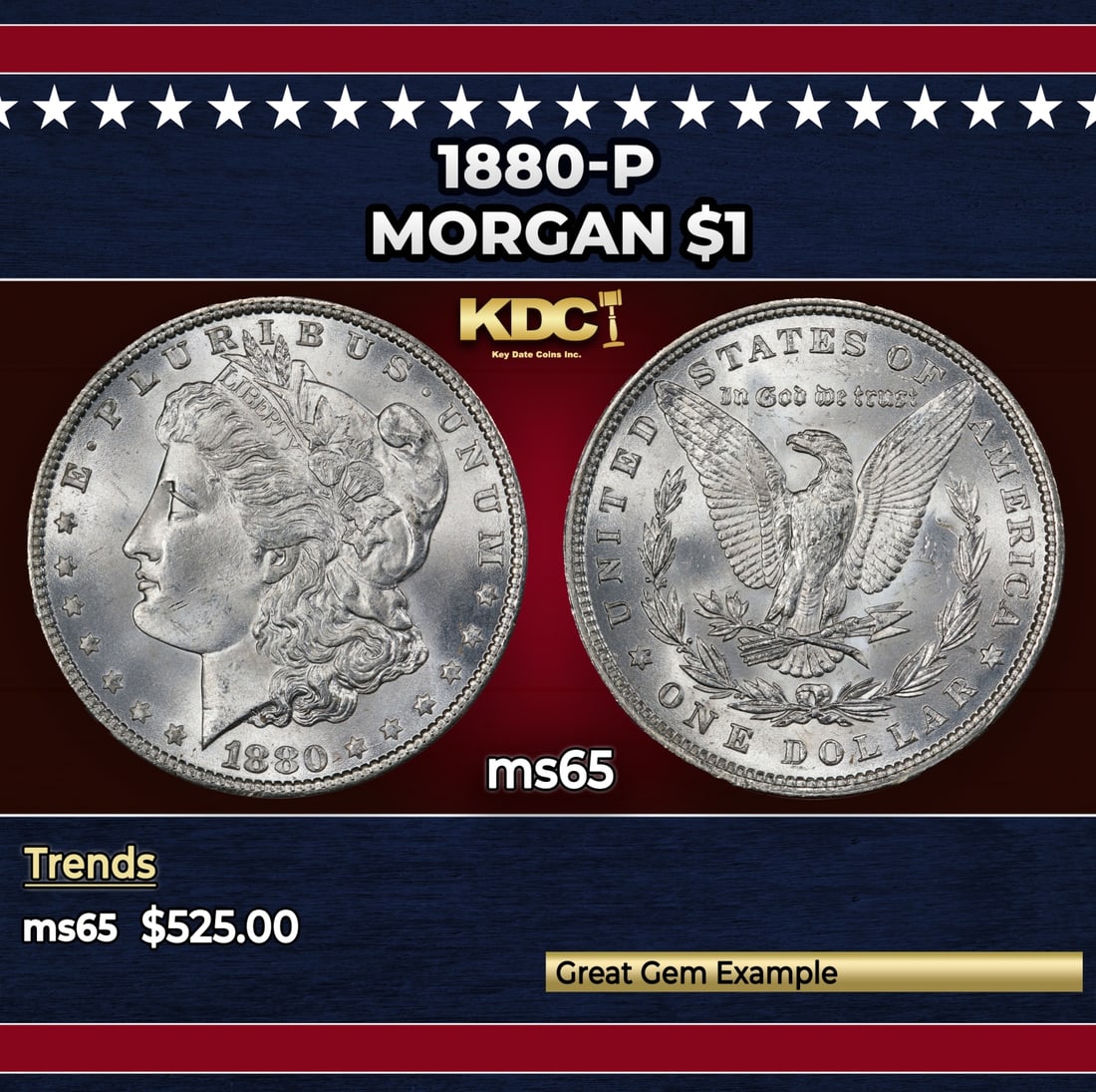 1880-p Morgan Dollar $1 Grades ms65: 1880-p Morgan Dollar $1 Grades ms65.