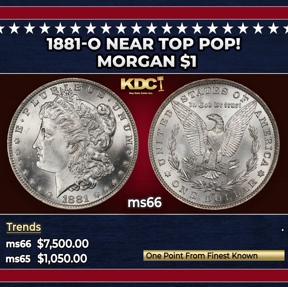 1881-o Morgan Dollar Near Top Pop! $1 ms66 SEGS: 1881-o Near Top Pop! Morgan Dollar $1 ms66 SEGS.