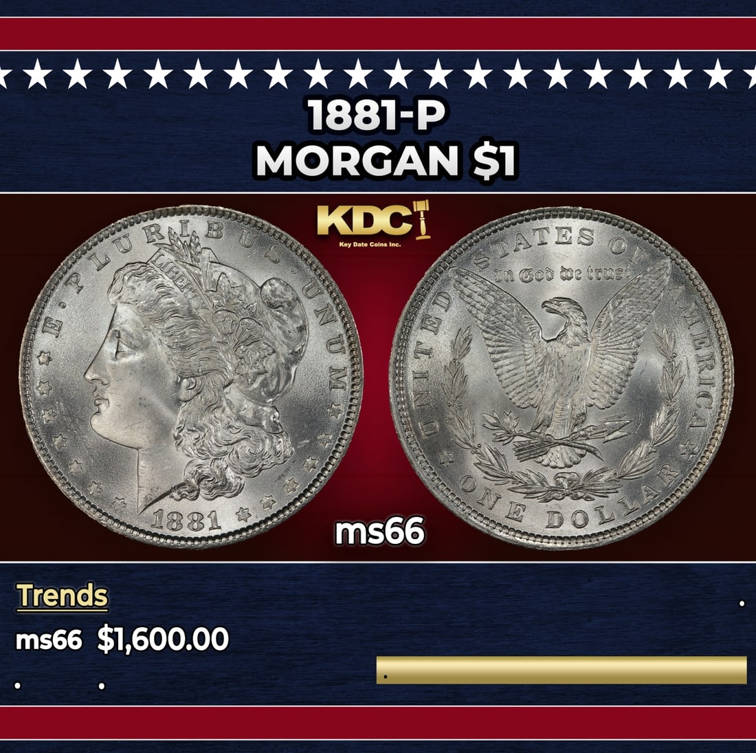 1881-p Morgan Dollar $1 ms66 SEGS: 1881-p Morgan Dollar $1 ms66 SEGS.