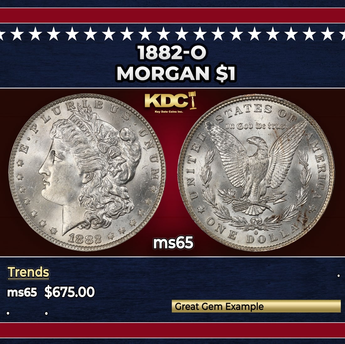 1882-o Morgan Dollar $1 Grades ms65: 1882-o Morgan Dollar $1 Grades ms65.