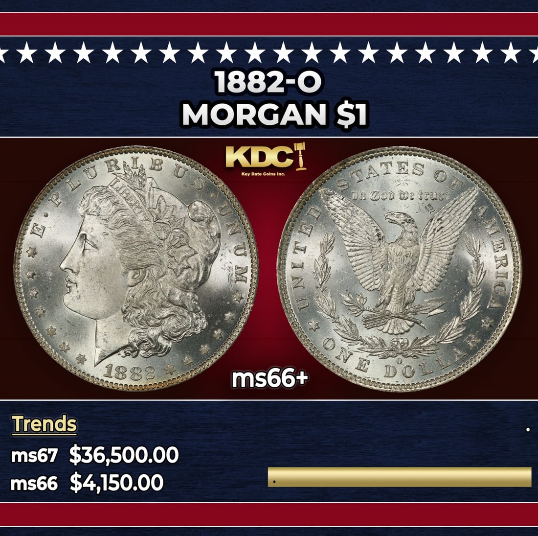 1882-o Morgan Dollar $1 ms66+ SEGS: 1882-o Morgan Dollar $1 ms66+ SEGS.