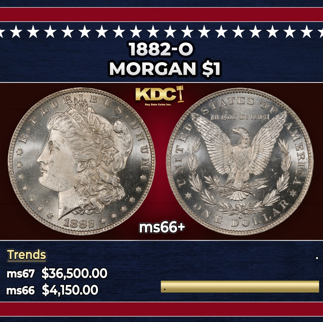 1882-o Morgan Dollar $1 ms66+ SEGS: 1882-o Morgan Dollar $1 ms66+ SEGS.
