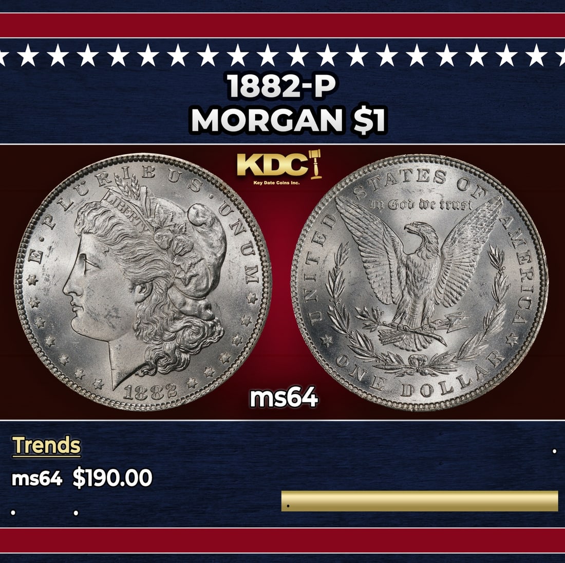 1882-p Morgan Dollar $1 Grades ms64: 1882-p Morgan Dollar $1 Grades ms64.