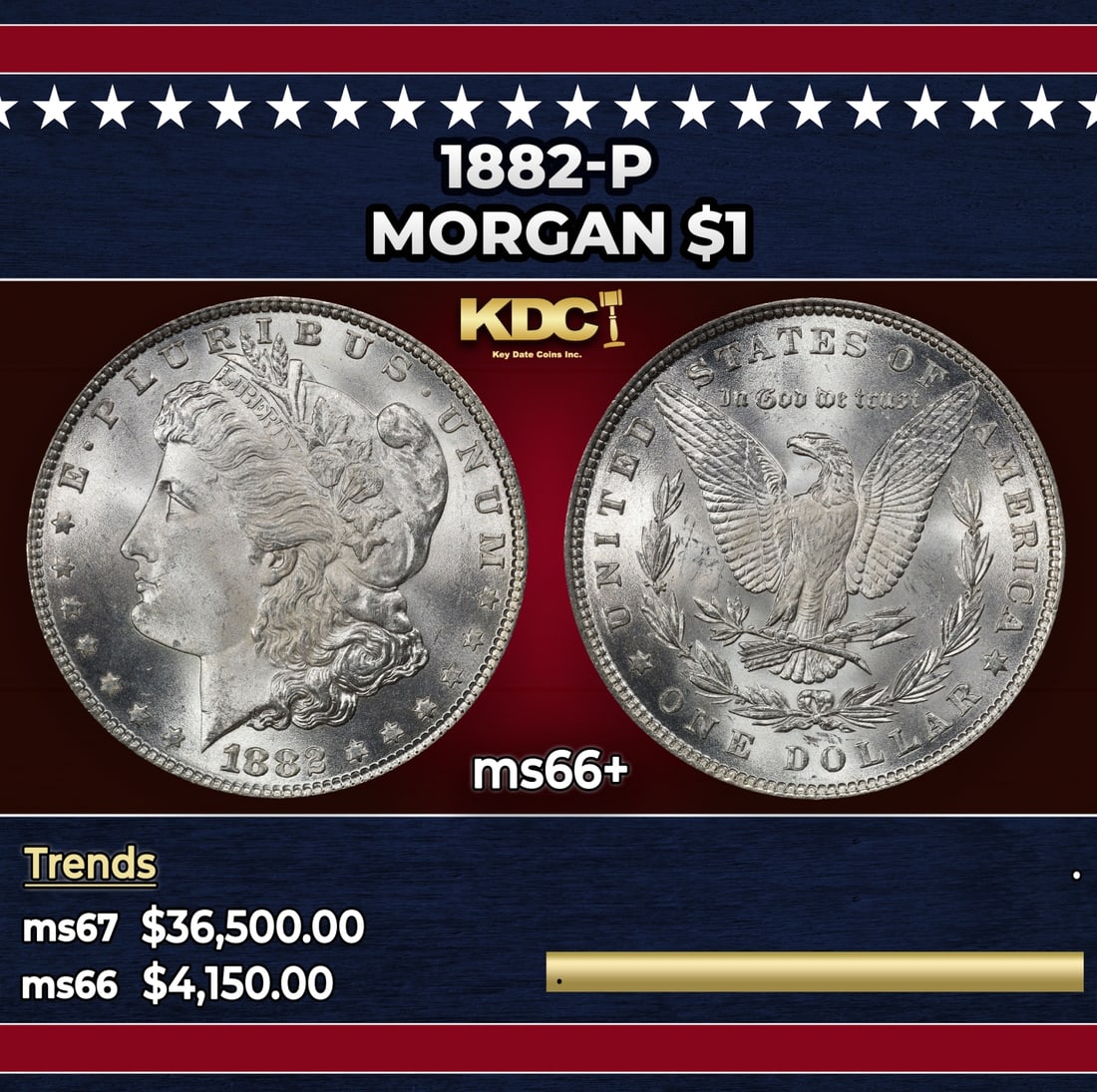 1882-p Morgan Dollar $1 ms66+ SEGS: 1882-p Morgan Dollar $1 ms66+ SEGS.