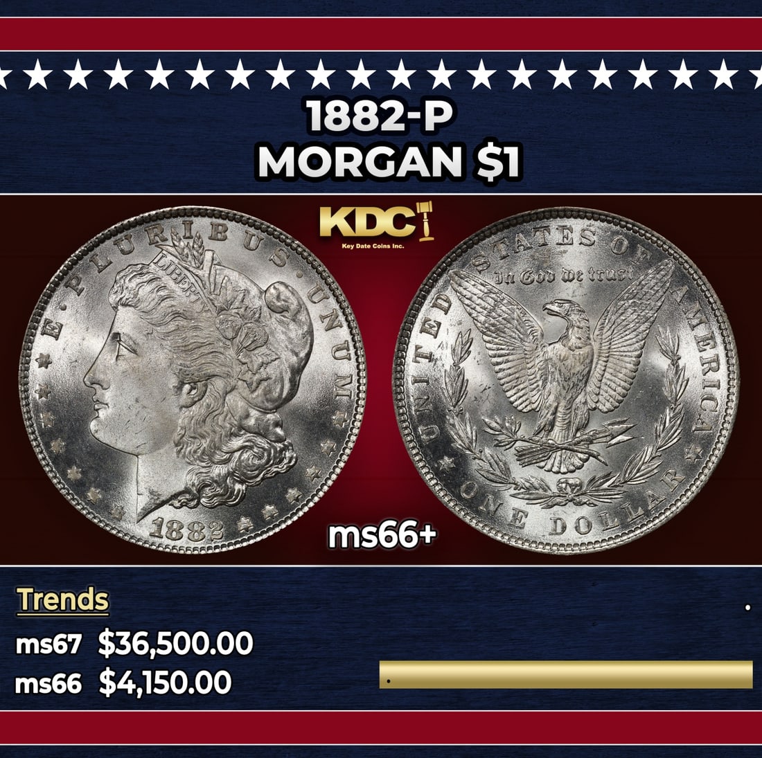 1882-p Morgan Dollar $1 ms66+ SEGS: 1882-p Morgan Dollar $1 ms66+ SEGS.