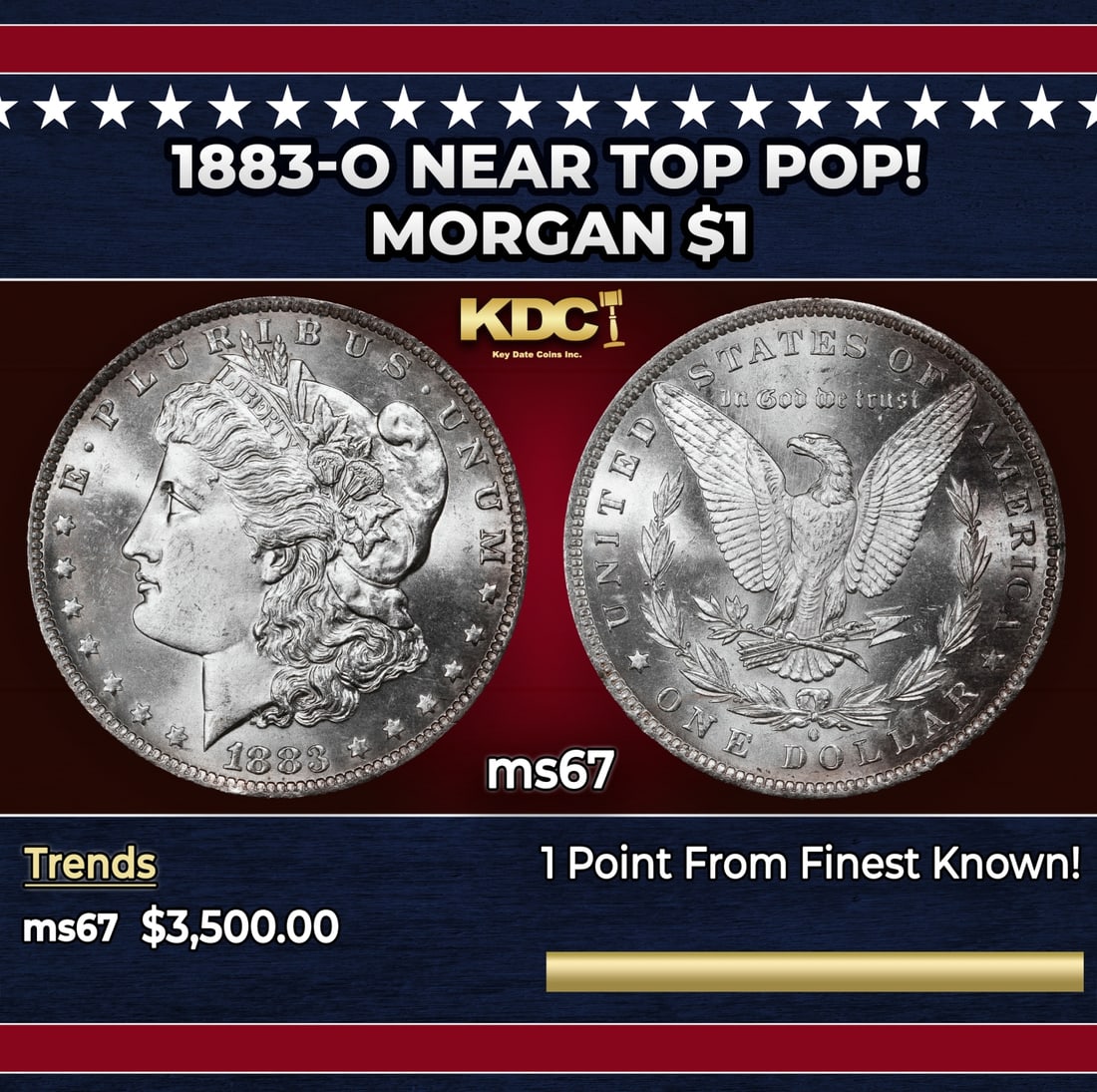 1883-o Morgan Dollar Near Top Pop! $1 ms67 SEGS: 1883-o Near Top Pop! Morgan Dollar $1 ms67 SEGS.