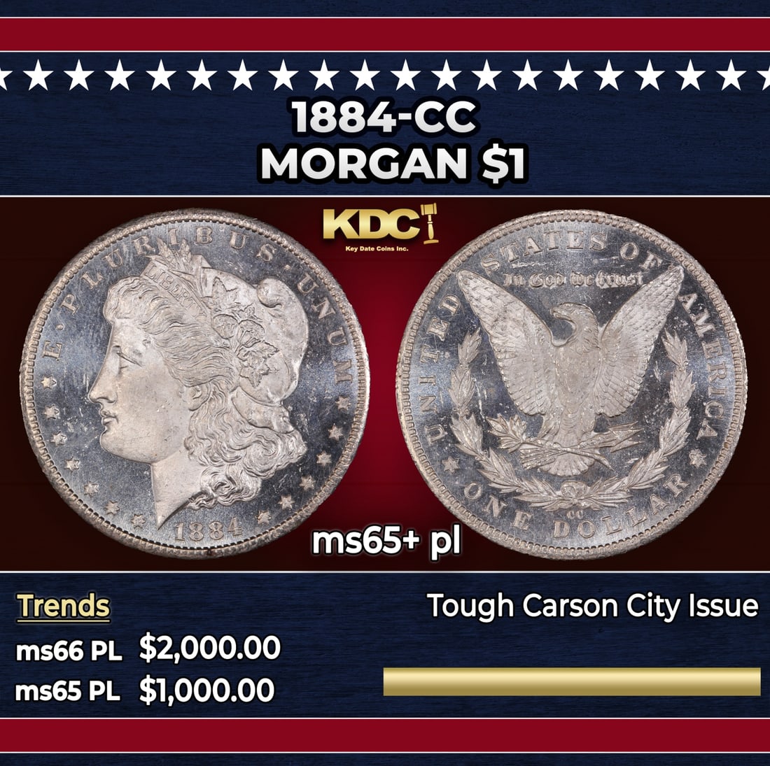 1884-cc Morgan Dollar $1 ms65+ pl SEGS: 1884-cc Morgan Dollar $1 ms65+ pl SEGS.