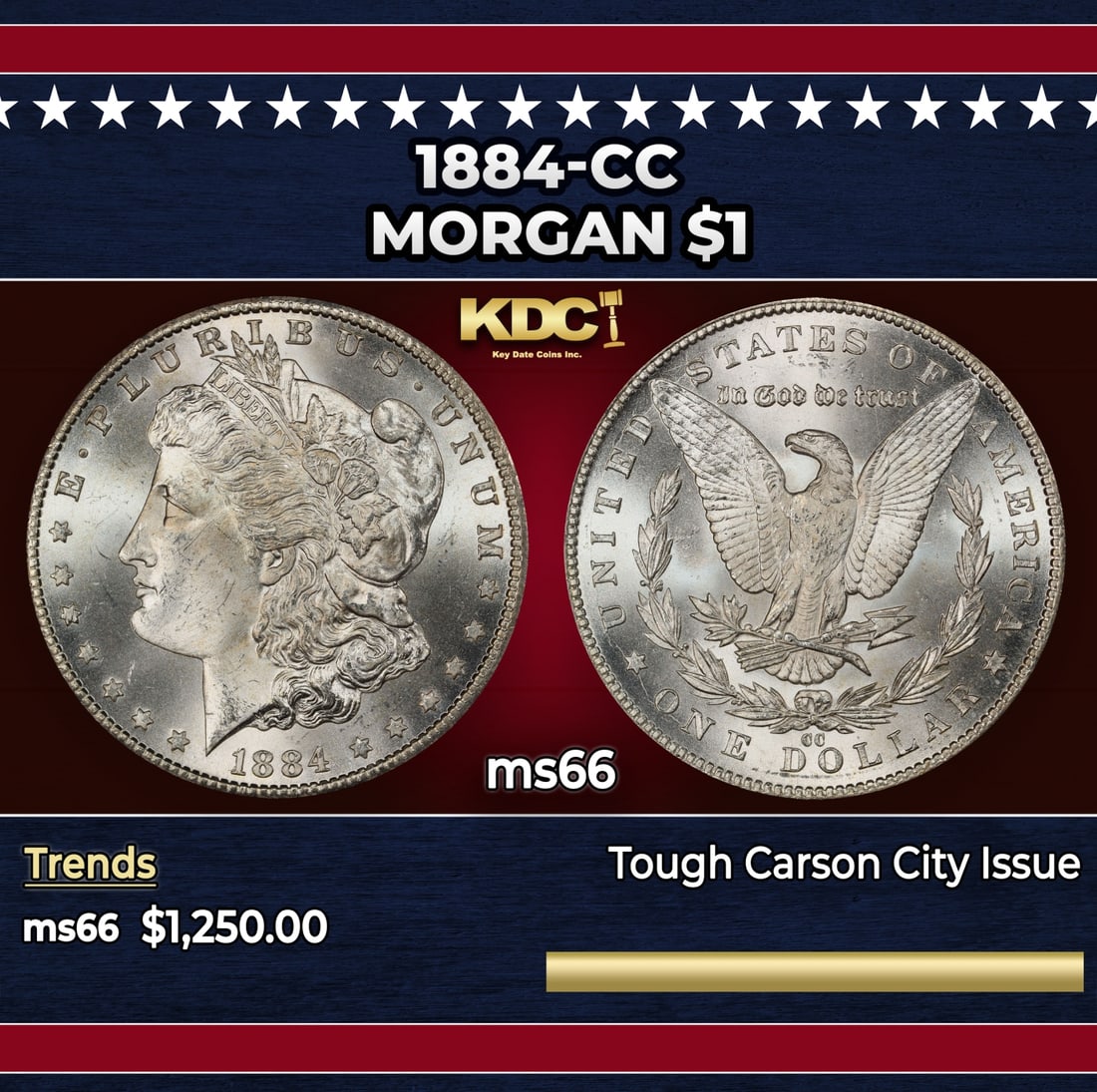 1884-cc Morgan Dollar $1 ms66 SEGS: 1884-cc Morgan Dollar $1 ms66 SEGS.