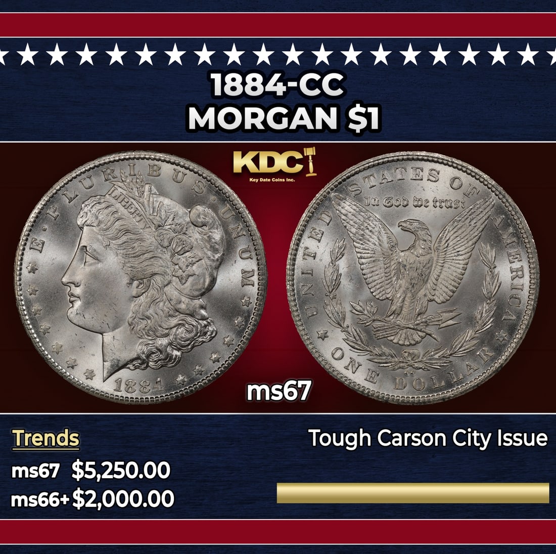 1884-cc Morgan Dollar $1 ms67 SEGS: 1884-cc Morgan Dollar $1 ms67 SEGS.