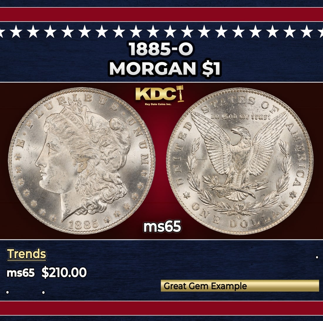 1885-o Morgan Dollar $1 Grades ms65: 1885-o Morgan Dollar $1 Grades ms65.