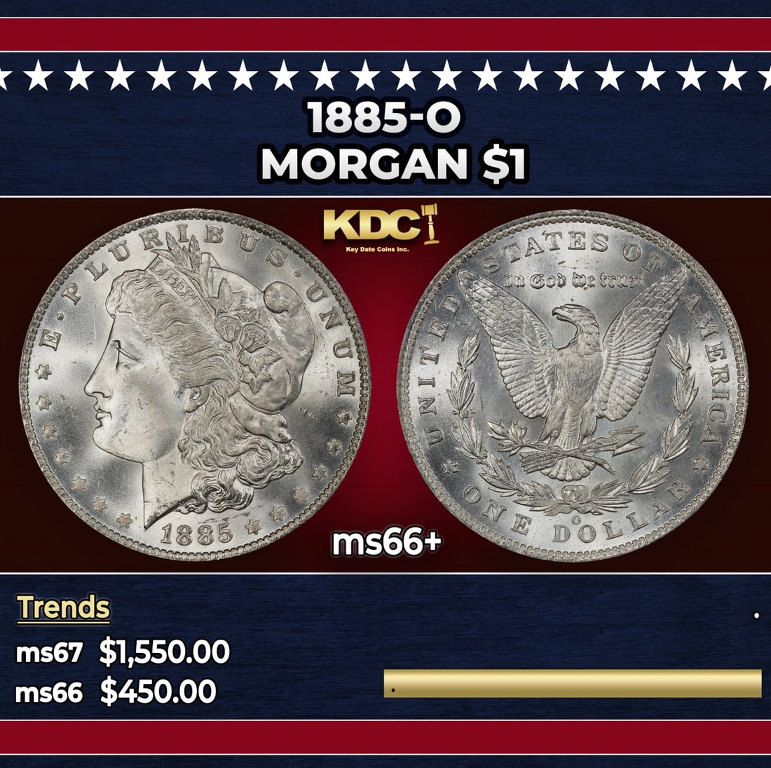 1885-o Morgan Dollar $1 ms66+ SEGS: 1885-o Morgan Dollar $1 ms66+ SEGS.