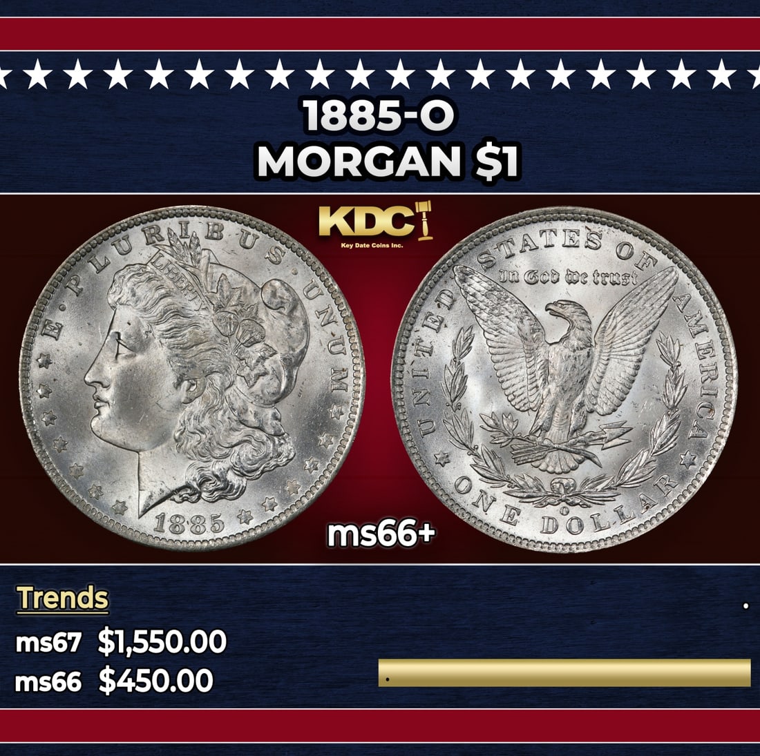 1885-o Morgan Dollar $1 ms66+ SEGS: 1885-o Morgan Dollar $1 ms66+ SEGS.