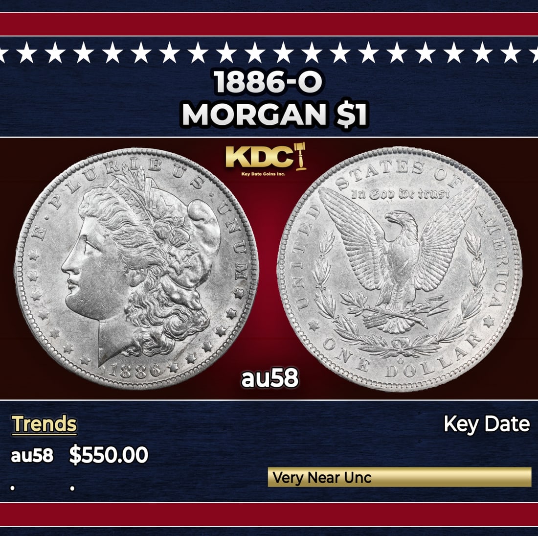 1886-o Morgan Dollar $1 Grades au58: 1886-o Morgan Dollar $1 Grades au58.