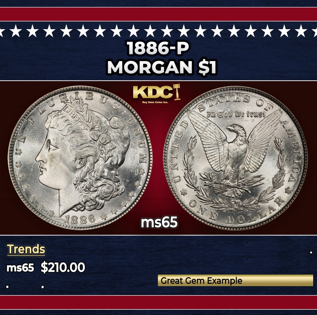 1886-p Morgan Dollar $1 Grades ms65: 1886-p Morgan Dollar $1 Grades ms65.