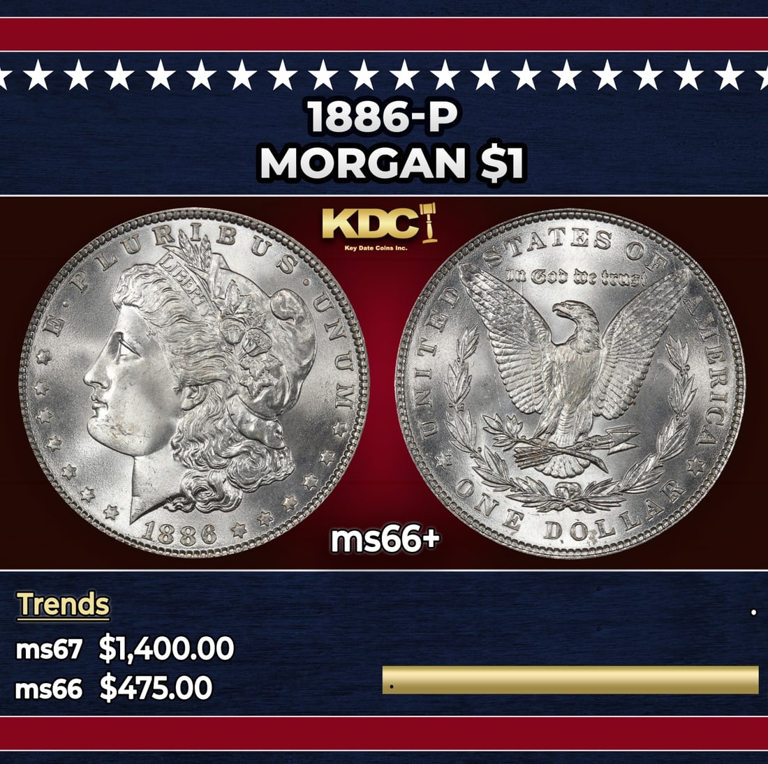 1886-p Morgan Dollar $1 ms66+ SEGS: 1886-p Morgan Dollar $1 ms66+ SEGS.