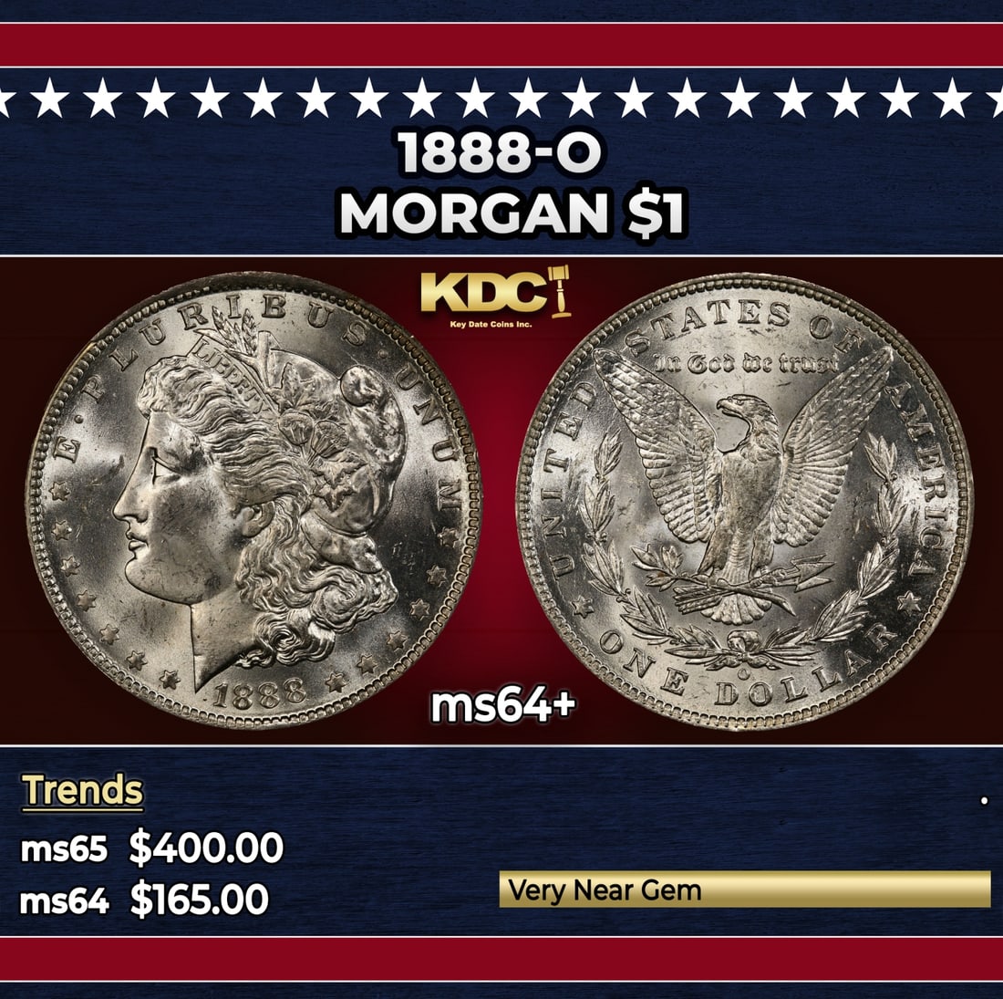 1888-o Morgan Dollar $1 Grades ms64+: 1888-o Morgan Dollar $1 Grades ms64+.