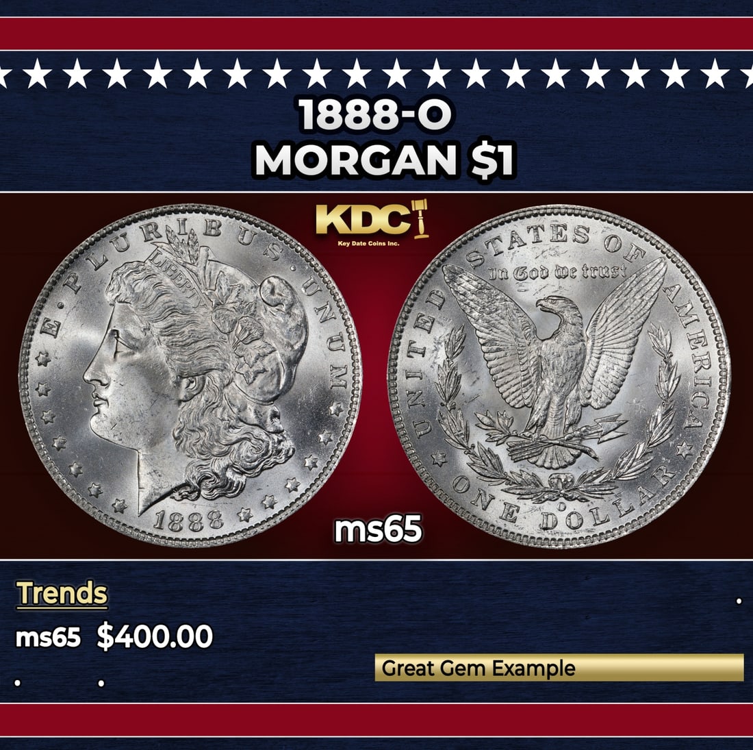 1888-o Morgan Dollar $1 Grades ms65: 1888-o Morgan Dollar $1 Grades ms65.