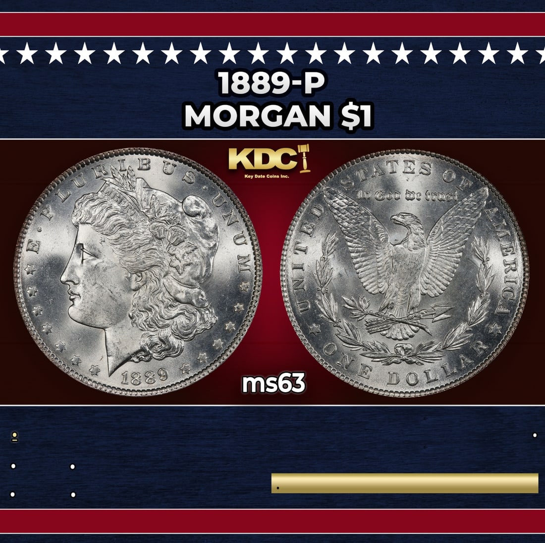 1889-p Morgan Dollar $1 Grades ms63: 1889-p Morgan Dollar $1 Grades ms63.