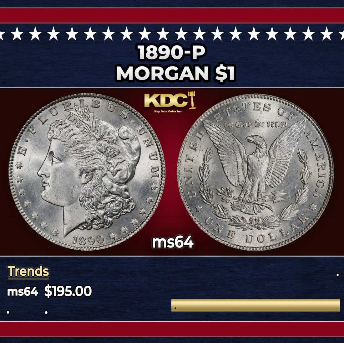 1890-p Morgan Dollar $1 Grades ms64: 1890-p Morgan Dollar $1 Grades ms64.