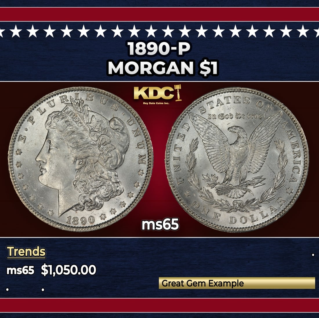 1890-p Morgan Dollar $1 ms65 SEGS: 1890-p Morgan Dollar $1 ms65 SEGS.