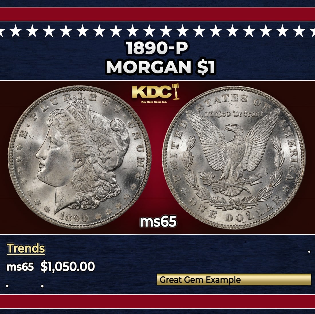 1890-p Morgan Dollar $1 ms65 SEGS: 1890-p Morgan Dollar $1 ms65 SEGS.