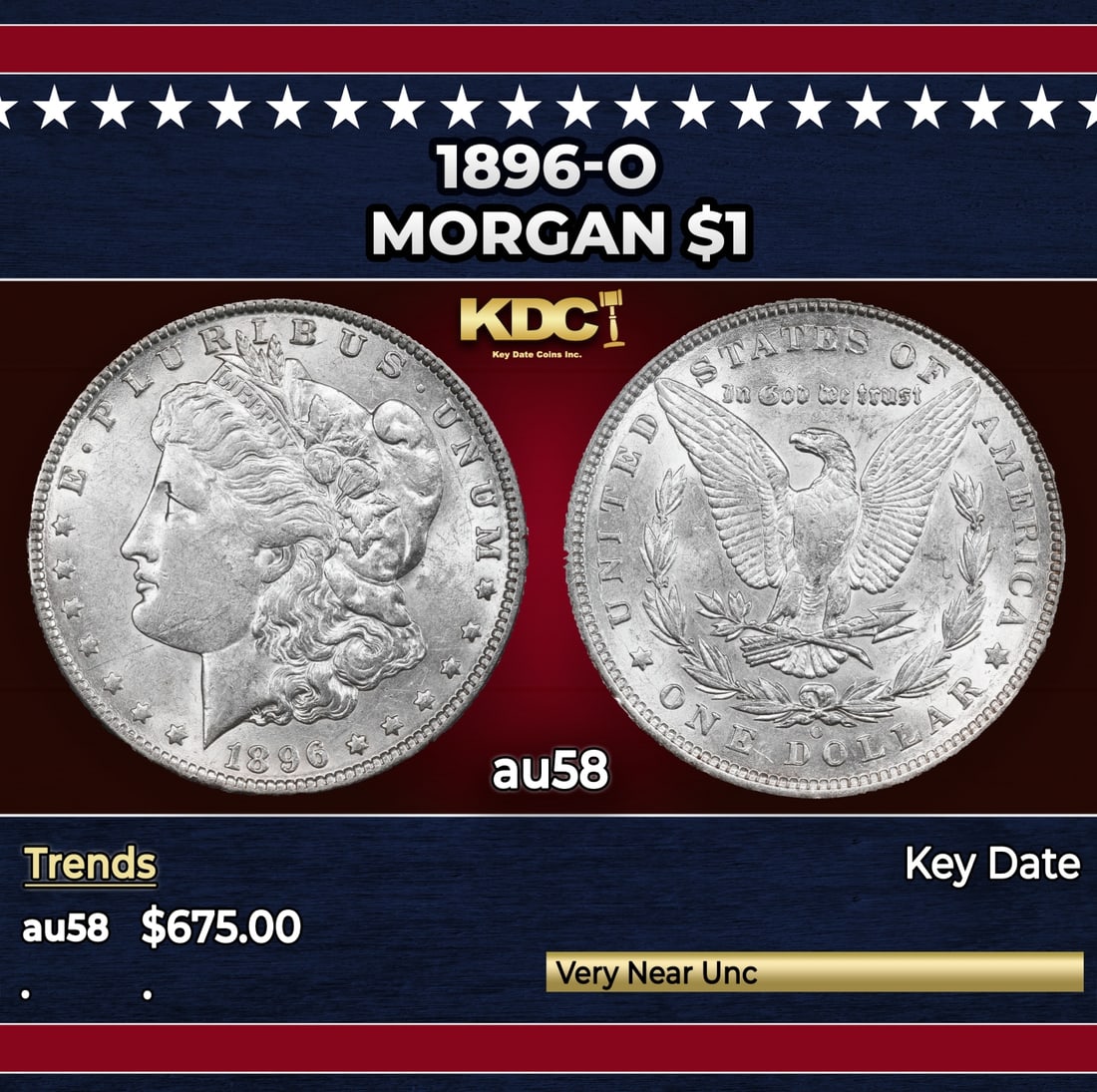 1896-o Morgan Dollar $1 Grades au58: 1896-o Morgan Dollar $1 Grades au58.