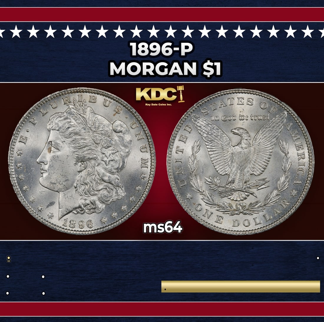 1896-p Morgan Dollar $1 Grades ms64: 1896-p Morgan Dollar $1 Grades ms64.