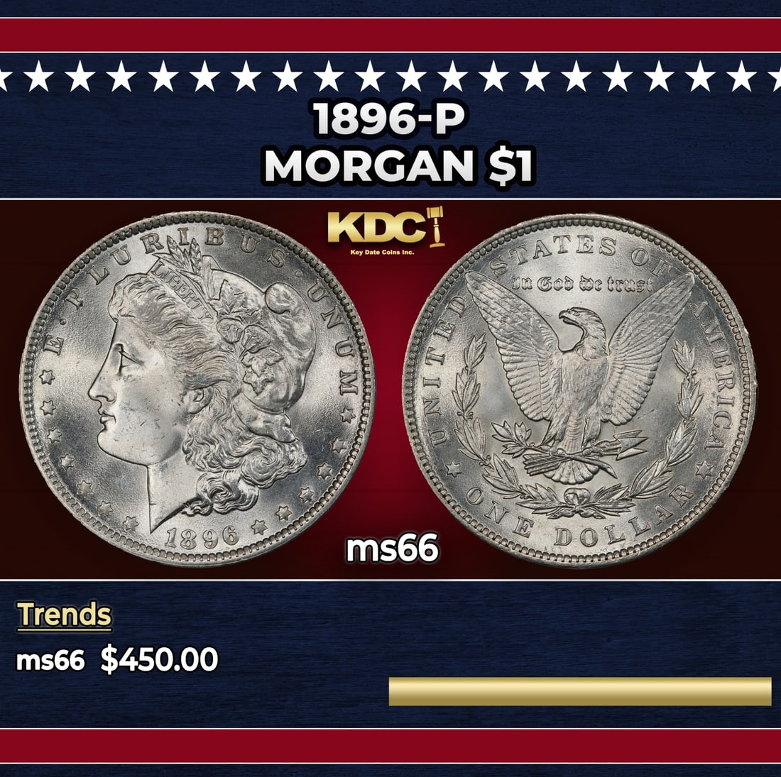 1896-p Morgan Dollar $1 Grades ms66: 1896-p Morgan Dollar $1 Grades ms66.