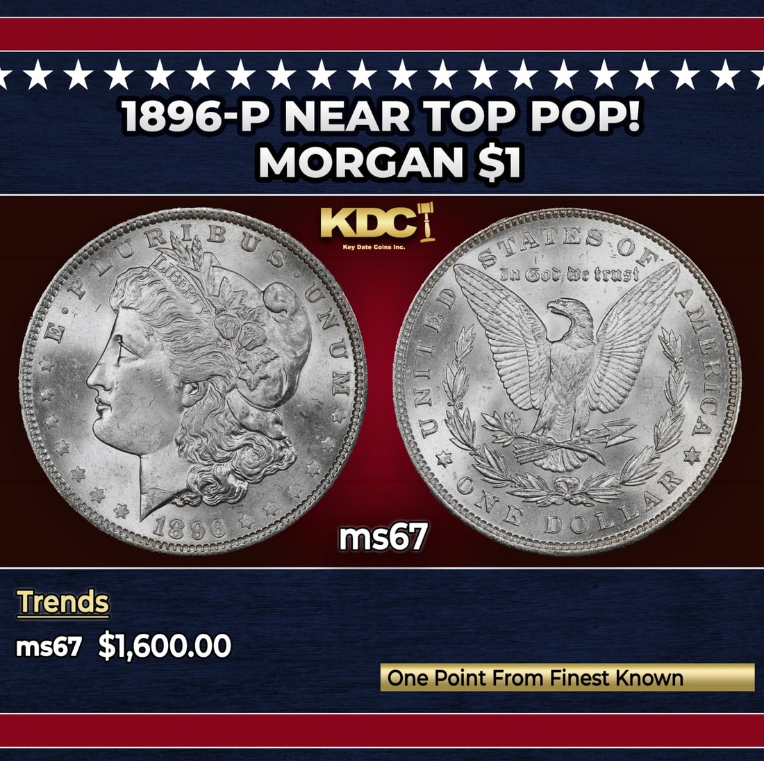 1896-p Morgan Dollar Near Top Pop! $1 ms67 SEGS: 1896-p Near Top Pop! Morgan Dollar $1 ms67 SEGS.