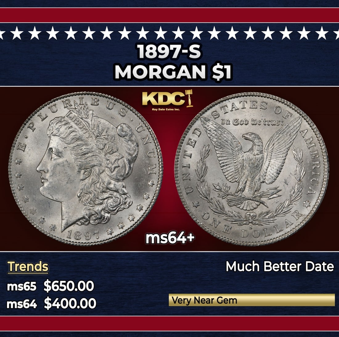 1897-s Morgan Dollar $1 Grades ms64+: 1897-s Morgan Dollar $1 Grades ms64+.