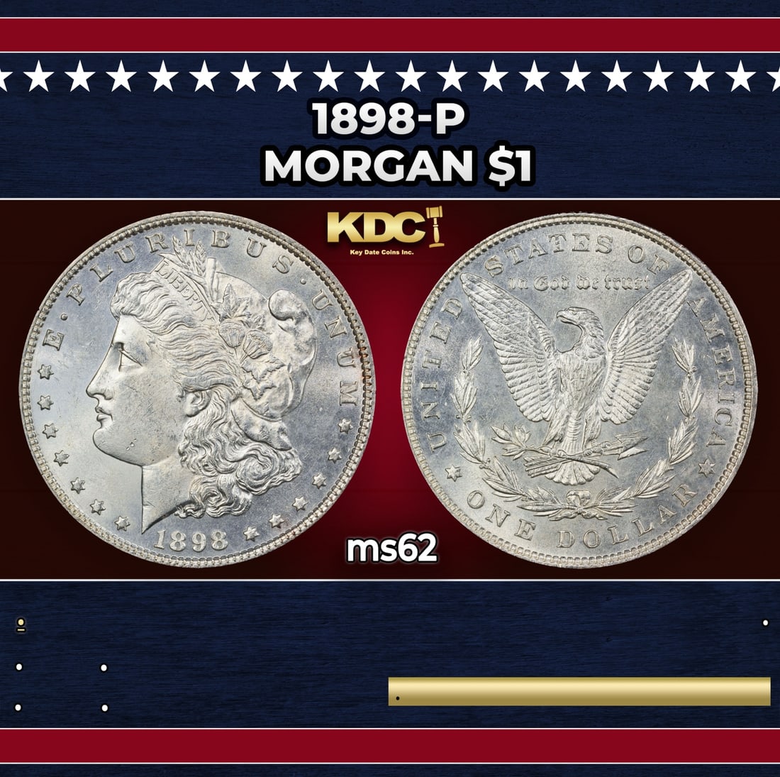 1898-p Morgan Dollar $1 Grades ms62: 1898-p Morgan Dollar $1 Grades ms62.