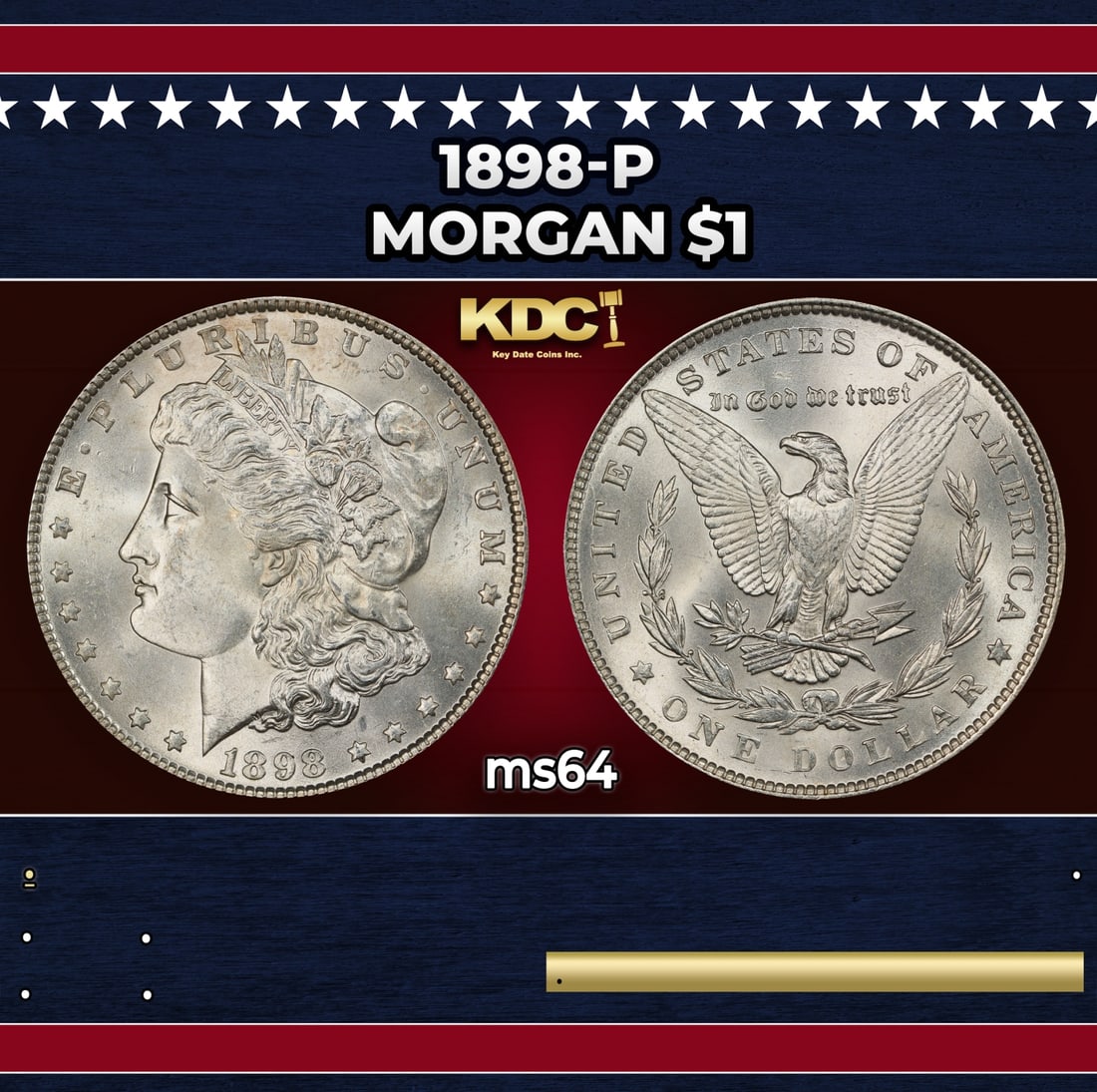 1898-p Morgan Dollar $1 Grades ms64: 1898-p Morgan Dollar $1 Grades ms64.