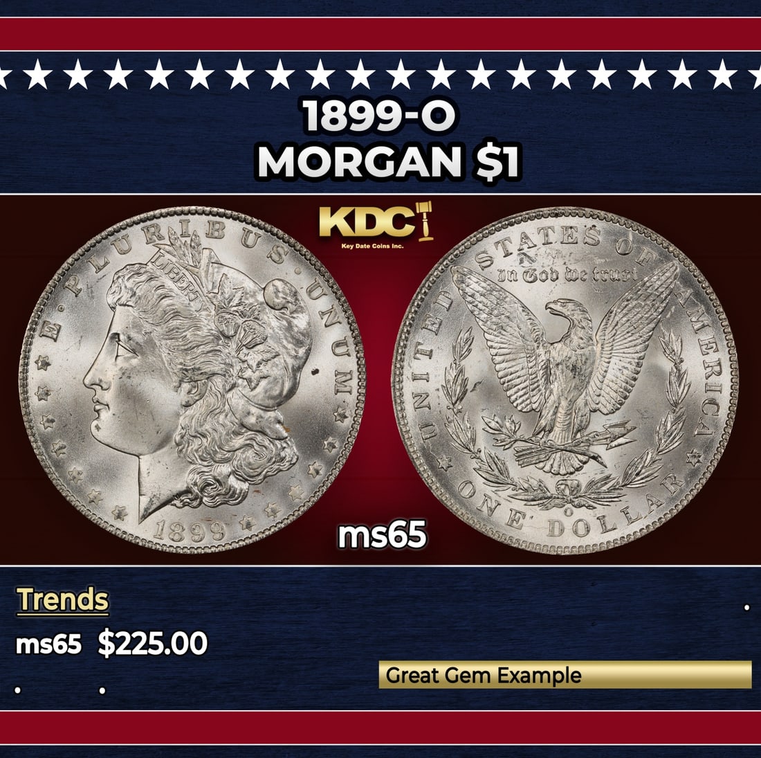 1899-o Morgan Dollar $1 Grades ms65: 1899-o Morgan Dollar $1 Grades ms65.