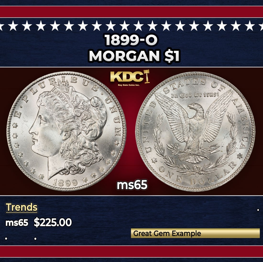 1899-o Morgan Dollar $1 Grades ms65: 1899-o Morgan Dollar $1 Grades ms65.