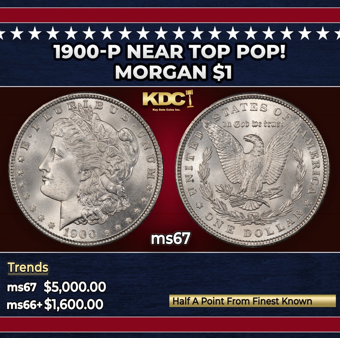 1900-p Morgan Dollar Near Top Pop! $1 ms67 SEGS: 1900-p Near Top Pop! Morgan Dollar $1 ms67 SEGS.