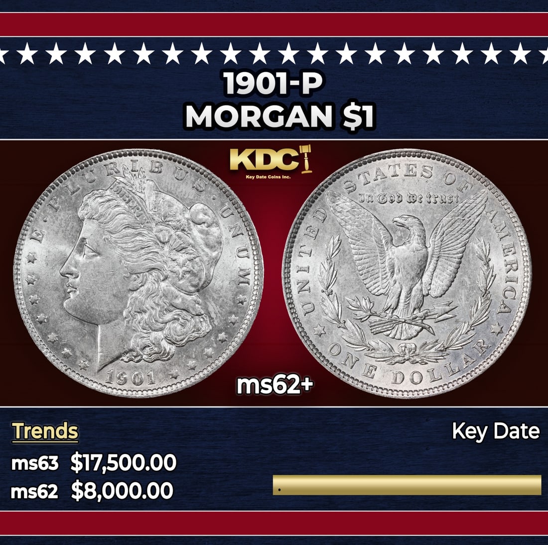 1901-p Morgan Dollar $1 ms62+ USCG: 1901-p Morgan Dollar $1 ms62+ USCG.