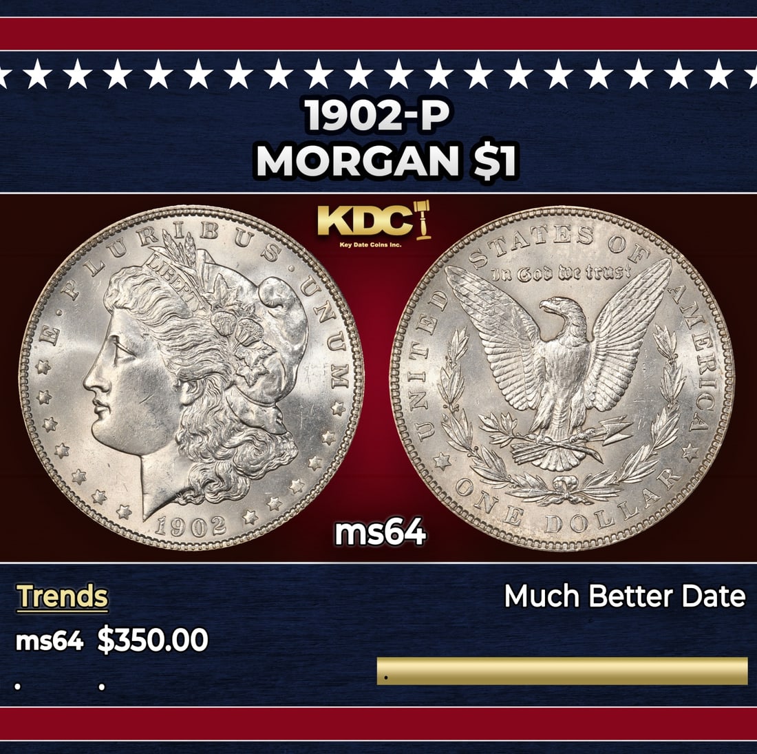1902-p Morgan Dollar $1 Grades ms64: 1902-p Morgan Dollar $1 Grades ms64.