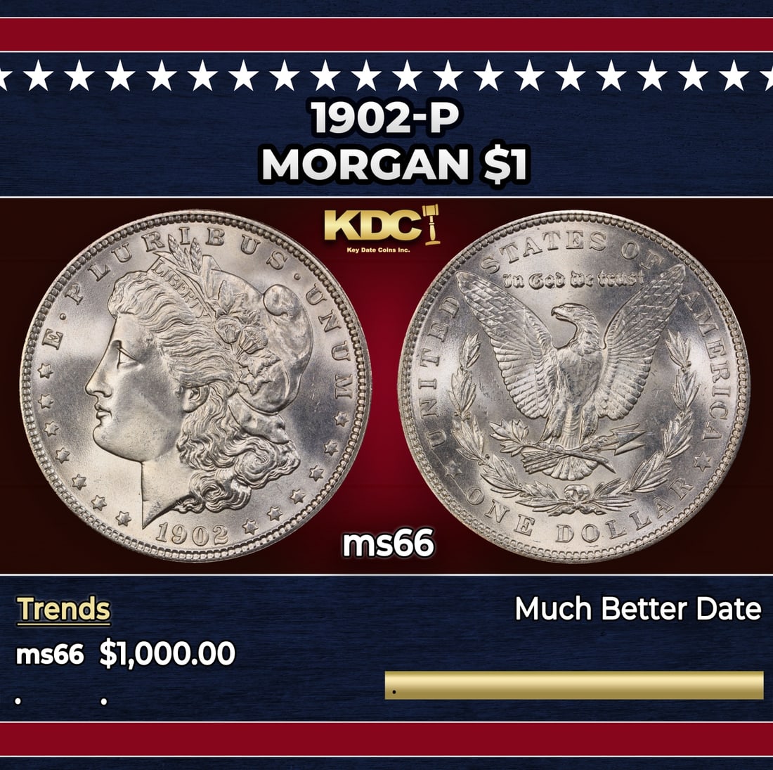 1902-p Morgan Dollar $1 ms66 SEGS: 1902-p Morgan Dollar $1 ms66 SEGS.
