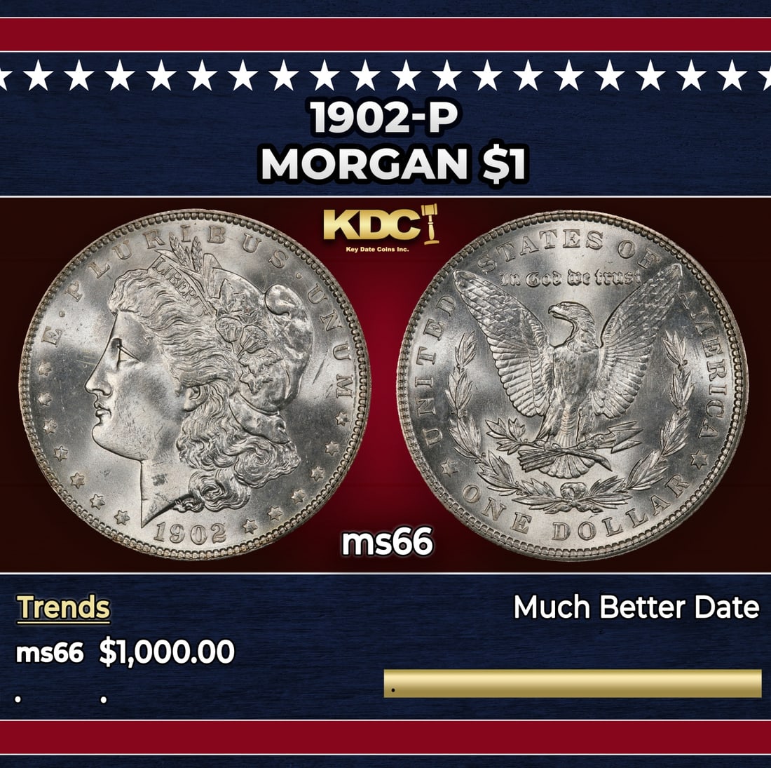 1902-p Morgan Dollar $1 ms66 SEGS: 1902-p Morgan Dollar $1 ms66 SEGS.