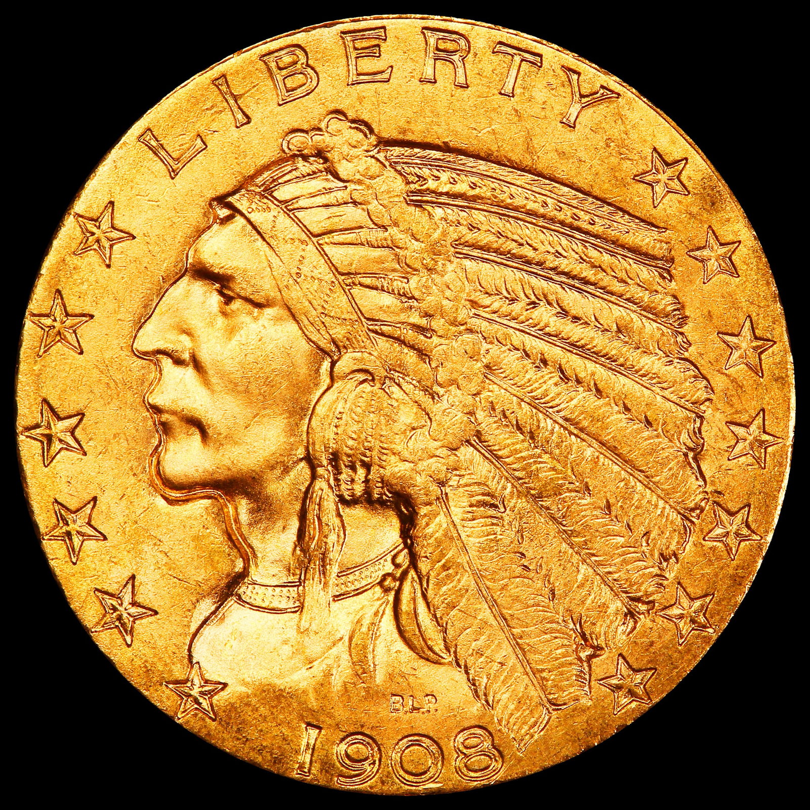 1908-d Gold Indian Half Eagle $5 ms65+ SEGS - 2