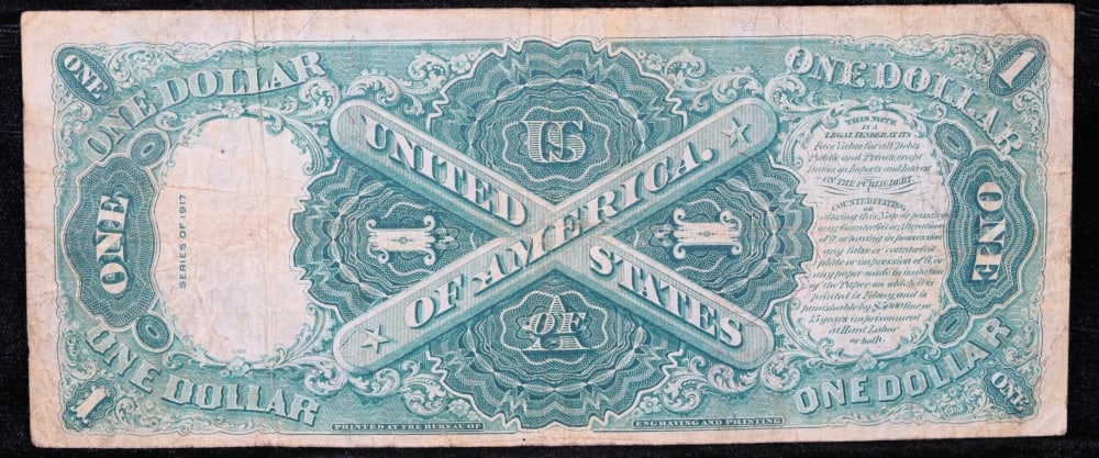 1917 $1 Large Size Legal Tender Note Grades vf++ Signatures Elliott/Burke - 3